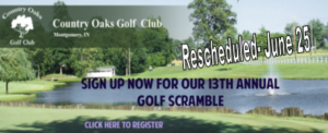 Golf banner with the wordings rescheduled