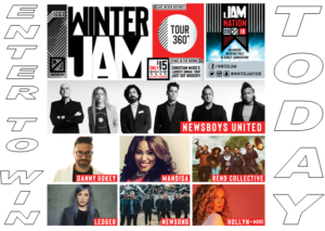 Winter Jam banner with photos of singers