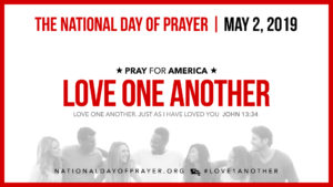 The national day of prayer banner in red