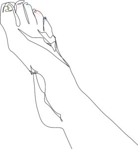 The drawing of the foot of a person